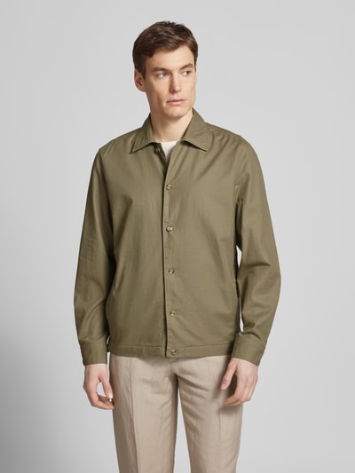 Marc O'Polo Loose Fit Overshirt aus Baumwoll-Leinen-Mix Oliv 4