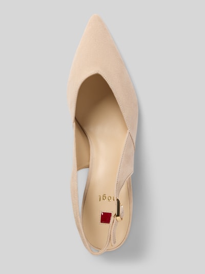 Produktfoto, Pumps aus Leder mit Blockabsatz von Högl, spitz zulaufend, Riemen mit Dornschließe, echtes Leder, Beige, Absatzhöhe 5 cm, Größe 40.