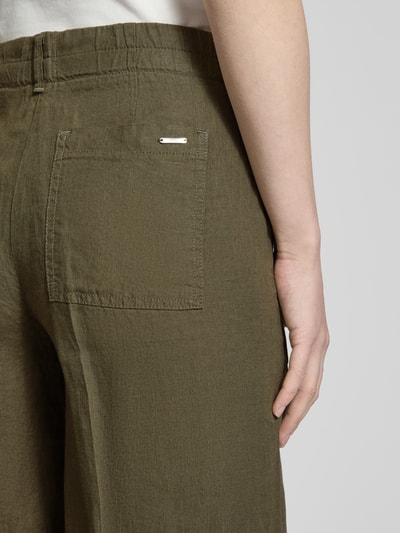 Brax Straight Leg Leinenhose mit verkürztem Schnitt Oliv 3