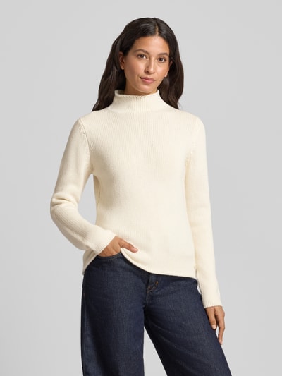 Fynch-Hatton Gebreide pullover van lanawol met opstaande kraag Offwhite - 4