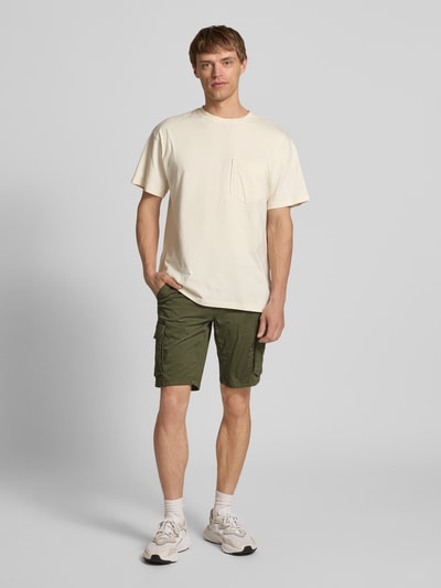 Blend Regular fit korte broek met cargozakken Donkergroen - 1