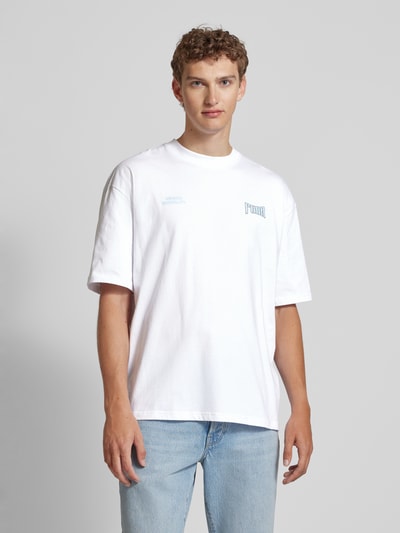 Pegador T-shirt o kroju oversized z nadrukiem z logo model ‘ALLEN’ Biały 4