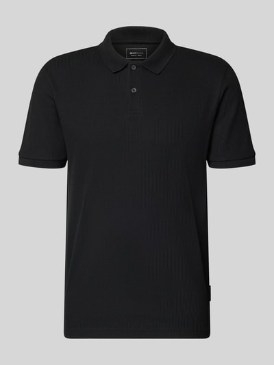 Produktfoto, Regular Fit Poloshirt aus reiner Baumwolle von Tom Tailor Denim in Schwarz, Optik: Unifarben, Polokragen, Kurzarm, Ripp-Struktur.