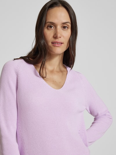 s.Oliver RED LABEL Regular fit gebreide pullover met V-hals en raglanmouwen Lila - 3