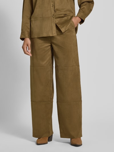 Jake*s Collection Broek in leerlook met deelnaden Donkerbruin - 4