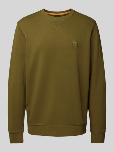 BOSS Orange Sweatshirt met labelpatch, model 'Westart' Olijfgroen - 2