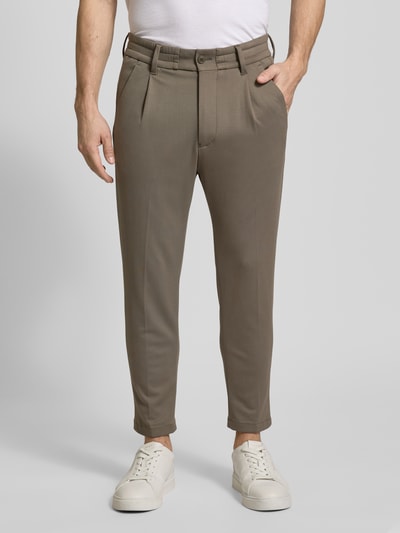 Drykorn Tapered Fit Bundfaltenhose mit verkürztem Schnitt Modell 'CHASY' Khaki 4