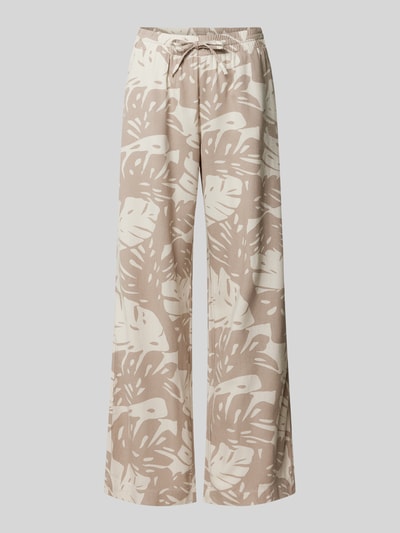 FREE/QUENT Wide leg stoffen broek met tunnelkoord, model 'Lavisco' Taupe - 2