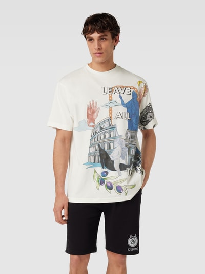 Iceberg T-Shirt mit Motiv- und Statement-Print Offwhite 4