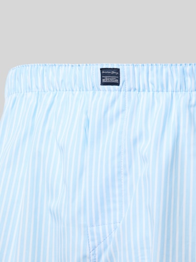 Produktfoto, Boxershorts mit elastischem Bund im 2er-Pack von Christian Berg Men aus reiner Baumwolle mit Label-Detail, hellblau-weiß gestreift