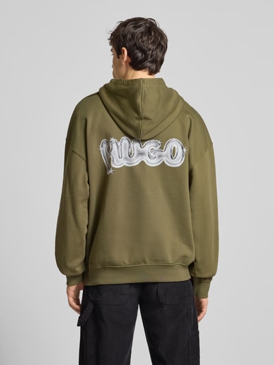 Hugo Blue Relaxed Fit Hoodie aus reiner Baumwolle Modell 'NYROHOOD' Oliv 5