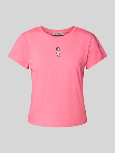 Review T-Shirt mit Motiv-Stitching Pink 2