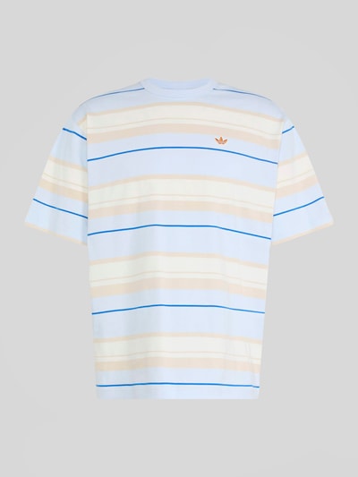 Produktfoto, Relaxed Fit T-Shirts aus reiner Baumwolle mit Logo-Stitching von adidas Originals in Hellblau mit beigen und blauen Streifen, Herren T-Shirt von adidas Originals