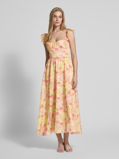 ADLYSH Cocktailkleid mit Volantärmel Hellgelb 4