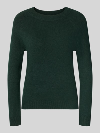 Produktfoto, dunkelgrüner Regular Fit Pullover mit Rundhalsausschnitt Modell 'RICA' von ONLY, Damen Pullover von ONLY, glatte Struktur