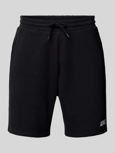 REVIEW Regular fit sweatshorts met labelstitching Zwart - 2