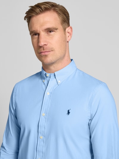 Polo Ralph Lauren Koszula casualowa o kroju slim fit z mieszanki bawełny Niebieski 3