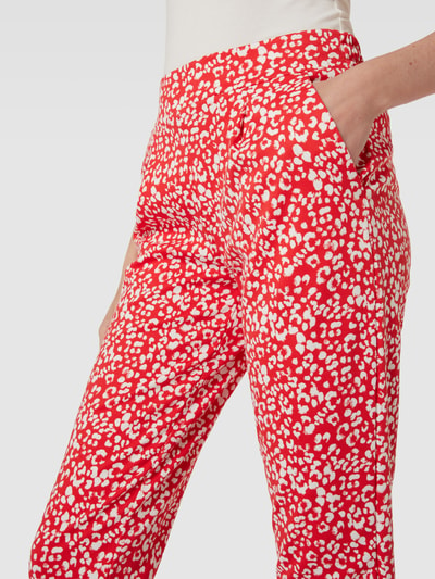 ICHI Stoffen broek met all-over motief, model 'KATE' Rood - 3