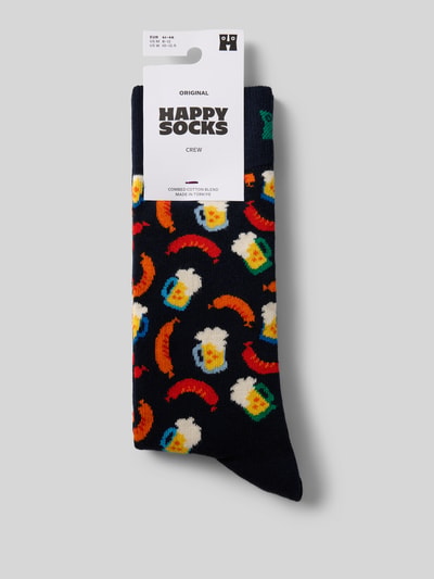 Produktfoto, Socken mit Logo-Stitching Modell 'Beer and Sausage' von Happy Socks für Herren im elastischen Baumwoll-Mix, Allover-Motiv-Stitching.