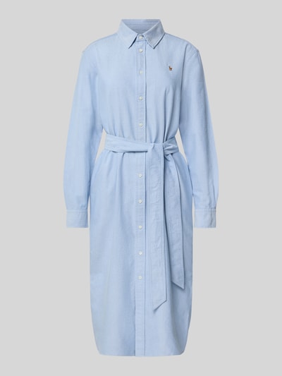 Polo Ralph Lauren Sukienka koszulowa z wiązanym paskiem i wyhaftowanym logo Niebieski 2