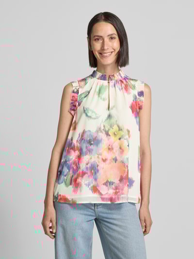 Oui Regular Fit Blusentop mit Stehkragen Pink 4