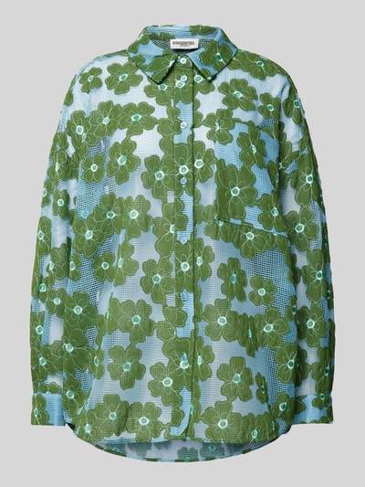 Essentiel Bluzka z półprzezroczystego materiału z kwiatowym wzorem Zielony 2