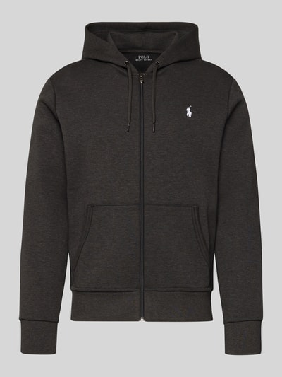 Produktfoto, Regular Fit Sweatjacke aus Baumwoll-Mix von Polo Ralph Lauren in Unifarben mit Kapuze, Reißverschluss, Label-Stitching und aufgesetzten Eingrifftaschen, Sweat-Textur, Materialverarbeitung: Baumwoll-Mix.