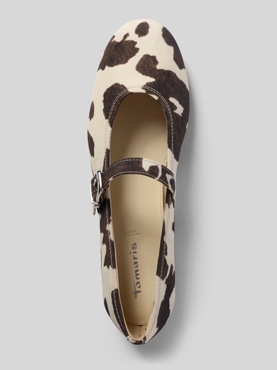 Tamaris Ballerina mit Animal Print Modell 'COW MARY JANE' Weiss 3