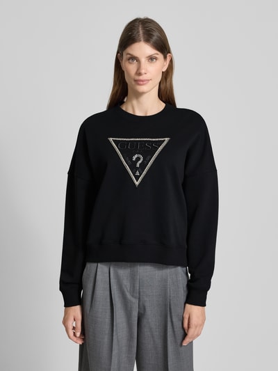 Guess Sweatshirt mit Logo und Ziersteinbesatz Modell 'RACHELE' Black 4