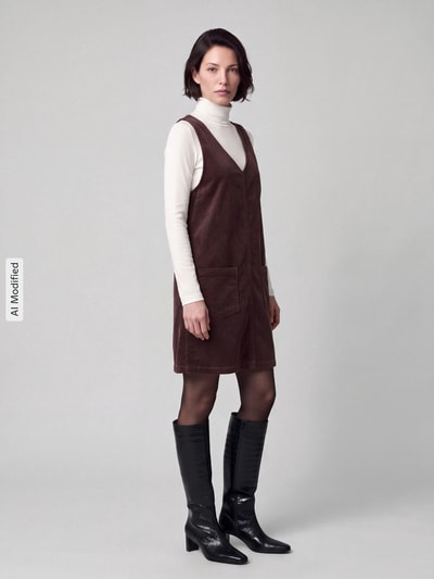 Marc O'Polo DENIM Minikleid aus Cord mit aufgesetzten Taschen Dunkelbraun 1