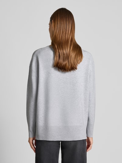 comma Strickpullover aus Viskose-Mix mit Rundhalsausschnitt Hellgrau 5