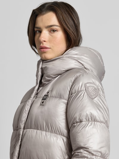 Blauer Usa Gewatteerde lange jas met labeldetail, model 'BELLEVUE' Lichtgrijs - 3