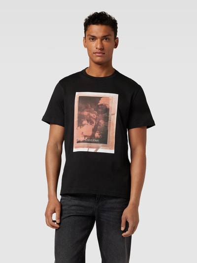 CK Calvin Klein T-Shirt mit Label-Print Modell 'PHOTO' Black 4