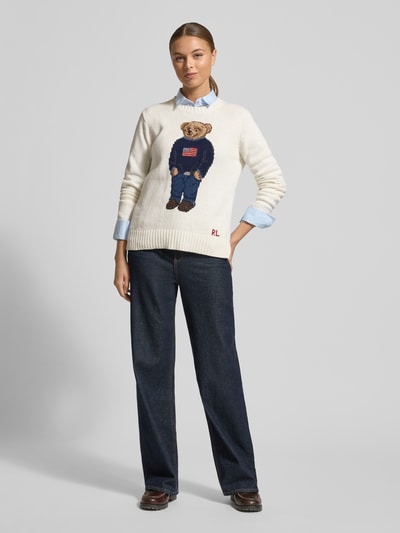 Polo Ralph Lauren Gebreide pullover met motief en ronde hals Wit - 1