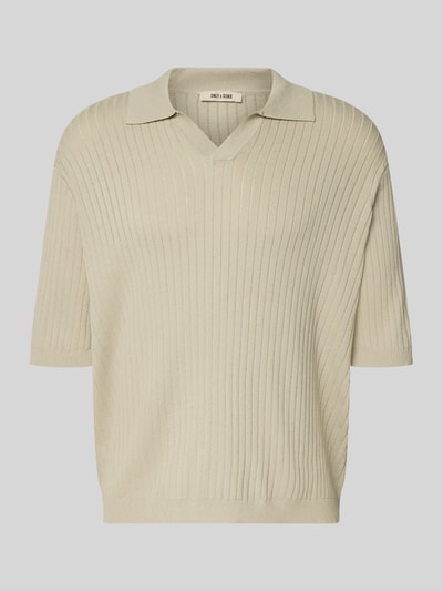 Produktfoto, Relaxed Fit Poloshirt aus Viskose-Mix Modell 'FLINT' von Only & Sons, Optik: Unifarben, Struktur, Polokragen, V-Ausschnitt, Kurzarm, Ärmelabschluss und Rumpfabschluss gerippt, Material: Viskose-Mix
