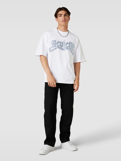 REVIEW Oversized T-Shirt mit Silber Logo Print Weiss 1