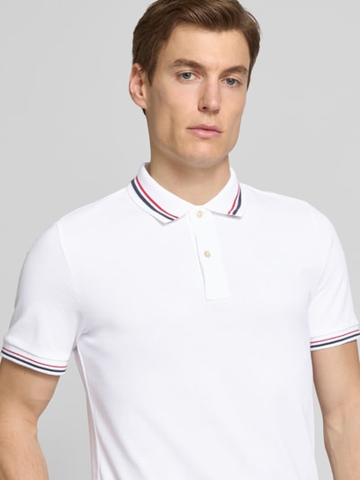 Geox Poloshirt mit Label-Stitching Modell 'Piquee' Weiss 3