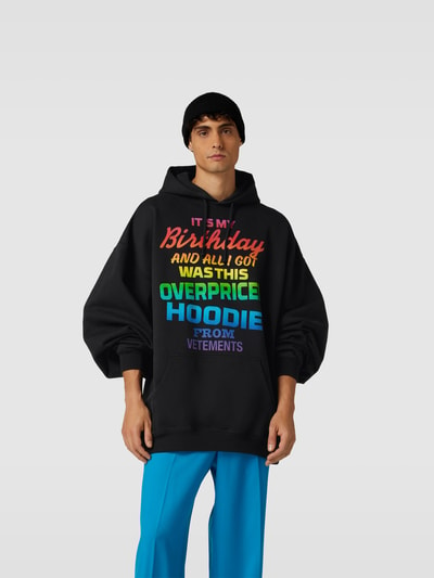 VETEMENTS Hoodie mit kontrastivem Label-Print Black 4