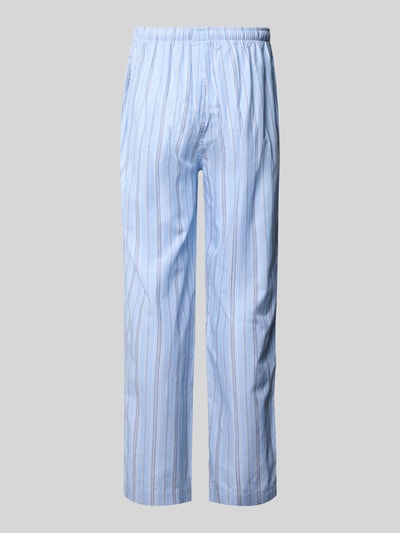Produktfoto, Regular Fit Pyjama-Hose aus reiner Baumwolle von Polo Ralph Lauren Underwear, hellblau mit feinen Streifen, glatte Stoffstruktur