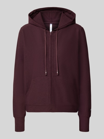 Produktfoto, Regular Fit Sweatjacke Logo-Print von Fabletics in Dunkelrot, langärmelig, elastische Abschlüsse, Material-Mix mit Stretch-Anteil