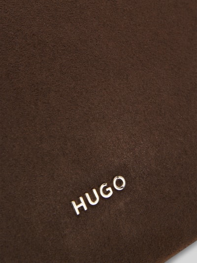 HUGO Henkeltasche in Velours-Optik mit Leder-Anteil Dunkelbraun 4