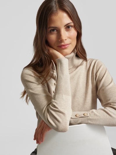 FREE/QUENT Strickpullover mit gerippten Abschlüssen Modell 'KATIE' Beige 3