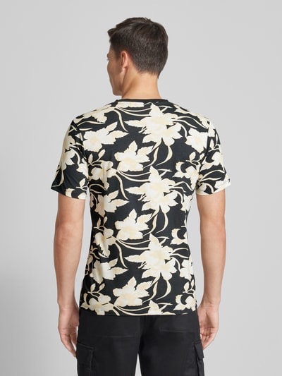 Lindbergh T-shirt met all-over motief, model 'desert flower' Zwart - 5