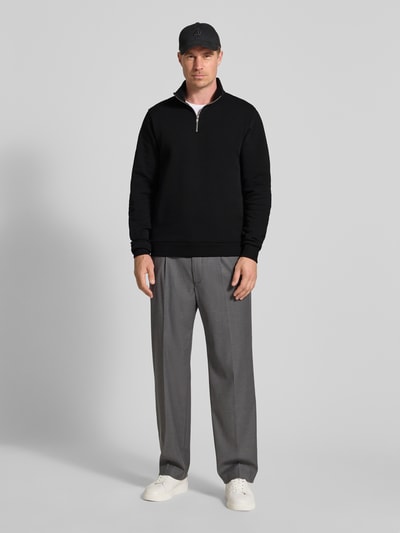 Les Deux Sweatshirt mit Troyer-Kragen Modell 'Norregaard' Black 1