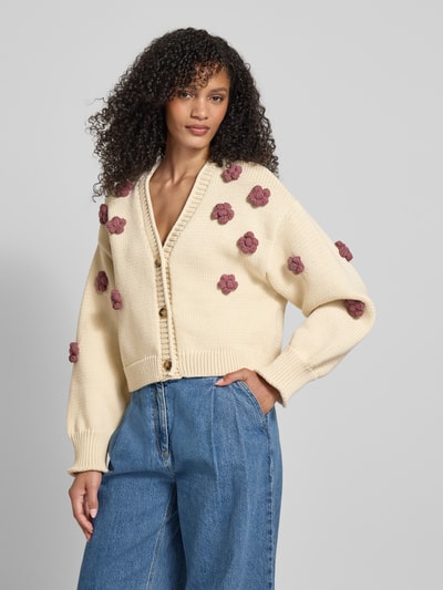 Jake*s Casual Strickjacke mit überschnittenen Schultern und V-Ausschnitt Ecru 4