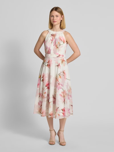 Christian Berg Cocktail Cocktailkleid mit Raffungen und Taillenband Ecru 4