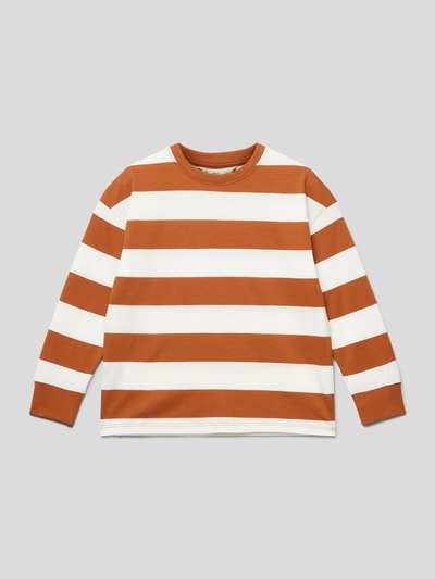 Mango T-Shirt mit Streifenmuster Modell 'paul' Cognac 1