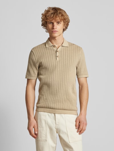 Only & Sons Regular Fit Poloshirt mit Lochstickerei Modell 'MOON' Oliv 4