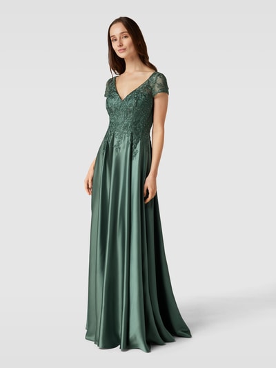 Luxuar Abendkleid mit Ziersteinbesatz Dunkelgruen 4