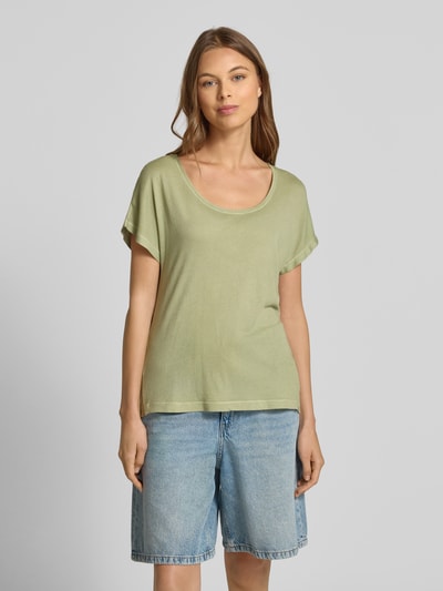 Marc O'Polo Relaxed fit T-shirt van een mix van katoen en viscose Lindegroen - 4